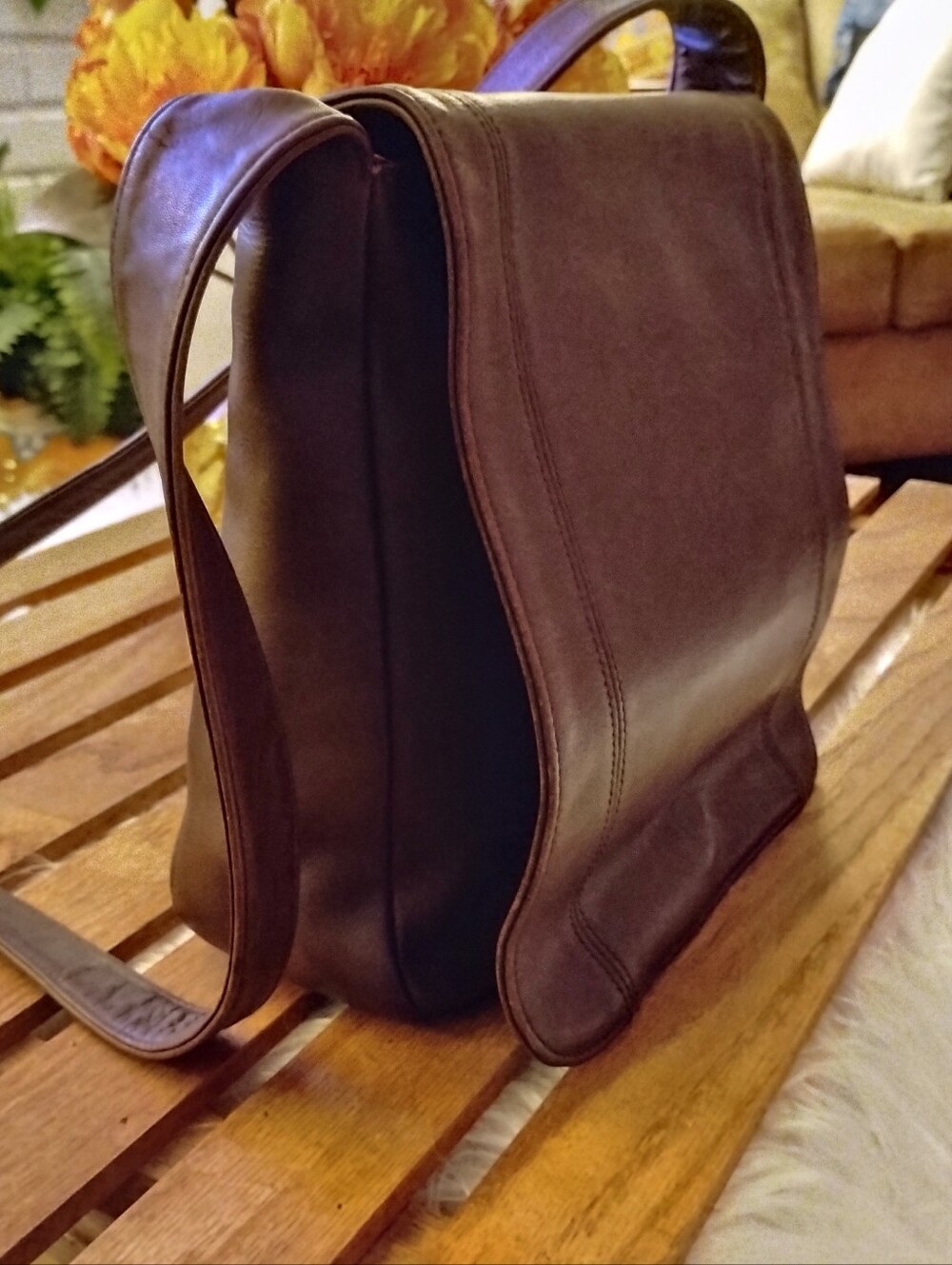Vintage Coach Lexington Flap Bag 4183 Mahogany Leather Made In Italy.